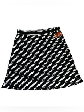 Faded Glory black & white Diagonal striped midi A-Line skirt women 2X (18W-20W